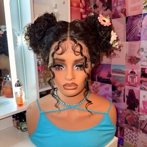 Black Space Buns Lace Front & Back Wig – Double Lace